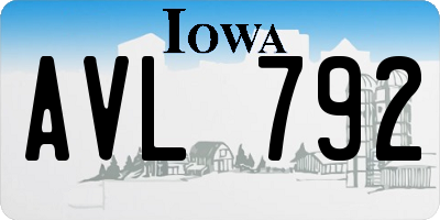 IA license plate AVL792