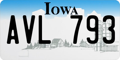 IA license plate AVL793