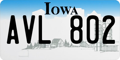 IA license plate AVL802
