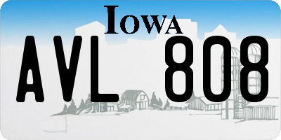 IA license plate AVL808