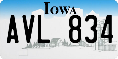 IA license plate AVL834