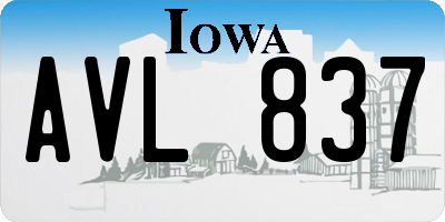 IA license plate AVL837