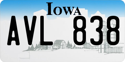 IA license plate AVL838