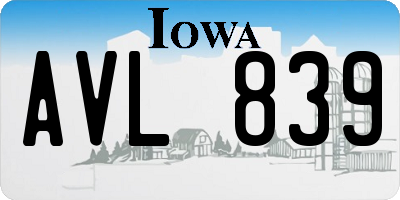 IA license plate AVL839