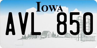 IA license plate AVL850