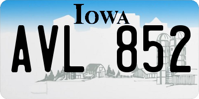 IA license plate AVL852