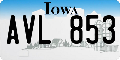 IA license plate AVL853