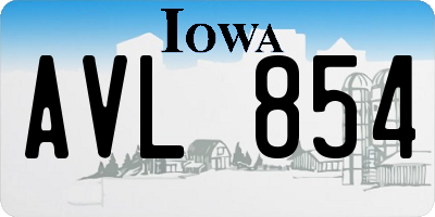IA license plate AVL854