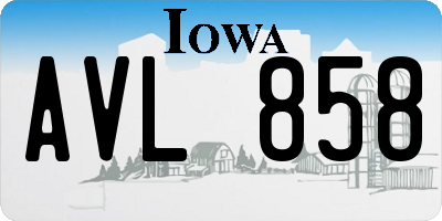 IA license plate AVL858