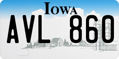 IA license plate AVL860