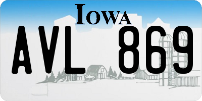IA license plate AVL869