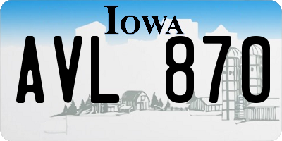 IA license plate AVL870