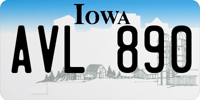 IA license plate AVL890