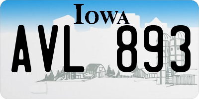 IA license plate AVL893