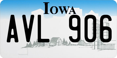 IA license plate AVL906
