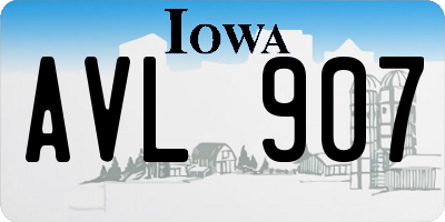 IA license plate AVL907