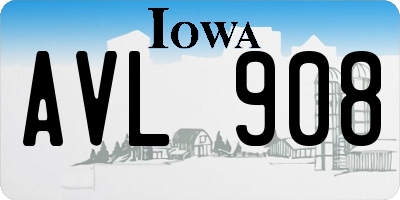 IA license plate AVL908