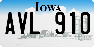 IA license plate AVL910