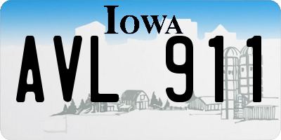 IA license plate AVL911