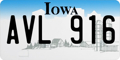 IA license plate AVL916