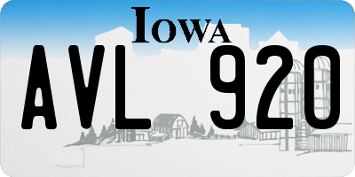 IA license plate AVL920