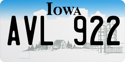 IA license plate AVL922