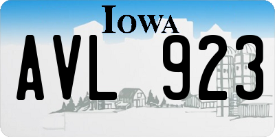 IA license plate AVL923