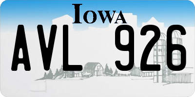 IA license plate AVL926