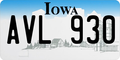 IA license plate AVL930