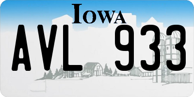 IA license plate AVL933