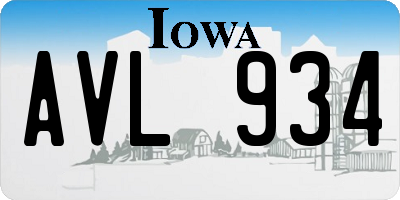 IA license plate AVL934