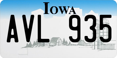 IA license plate AVL935