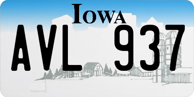 IA license plate AVL937