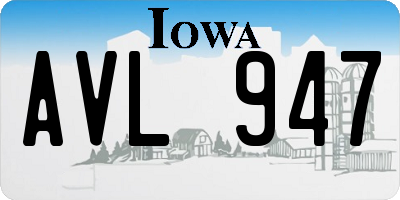 IA license plate AVL947