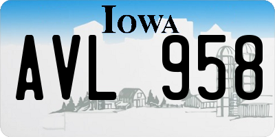 IA license plate AVL958