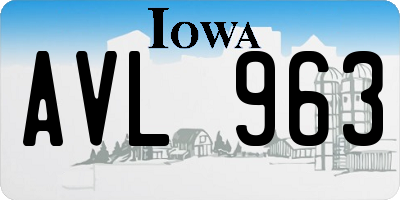 IA license plate AVL963