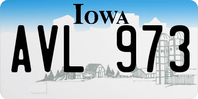 IA license plate AVL973