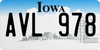 IA license plate AVL978