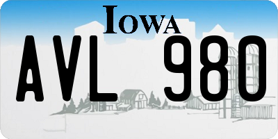 IA license plate AVL980