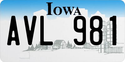 IA license plate AVL981