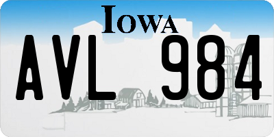 IA license plate AVL984