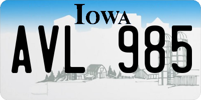 IA license plate AVL985