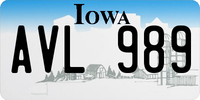 IA license plate AVL989