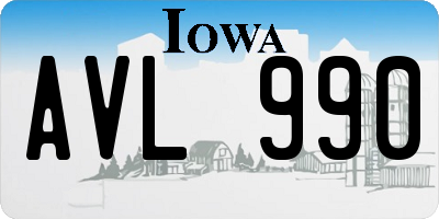 IA license plate AVL990