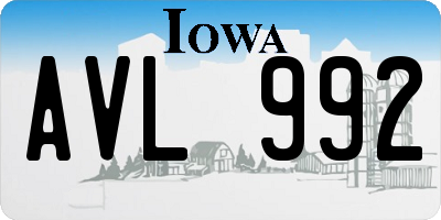IA license plate AVL992
