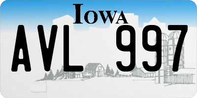 IA license plate AVL997