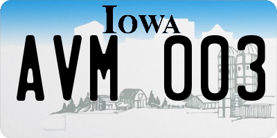 IA license plate AVM003