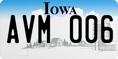 IA license plate AVM006