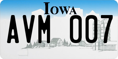 IA license plate AVM007