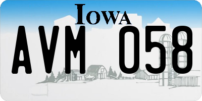 IA license plate AVM058